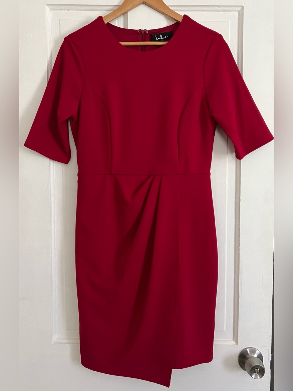 Lulus Size Large Red 3/4 Sleeve Midi Dress